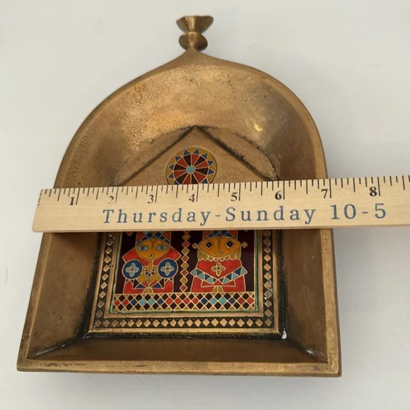 Vintage MCM Brass & Enamel Wall Plaque Elado Horvath Kinga